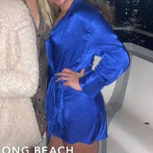 ZARA royal blue wrap mini dress (L)